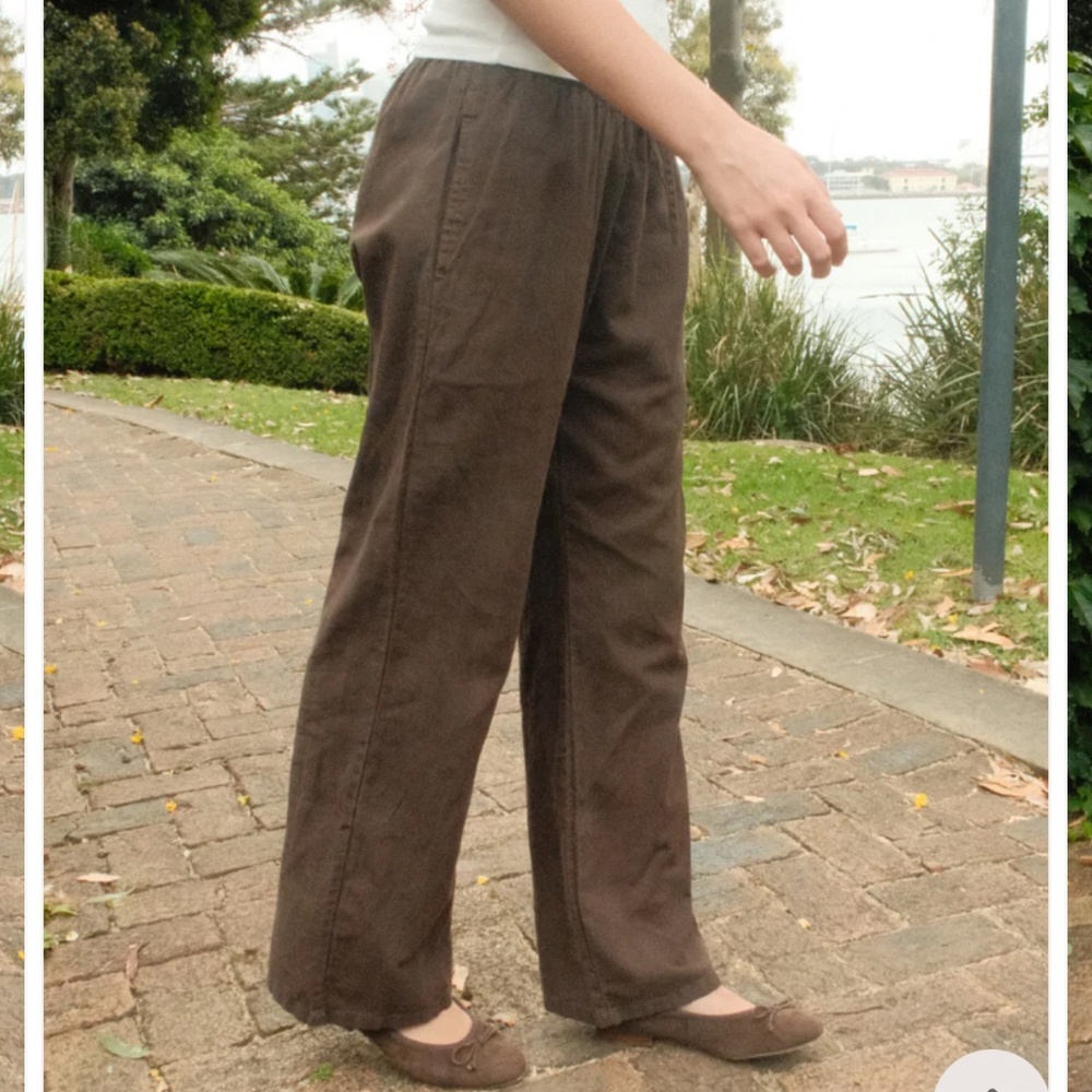 BRANDY MELVILLE Cotton linen brown pants